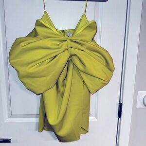 Lime Green Off the Shoulders Mini Dress